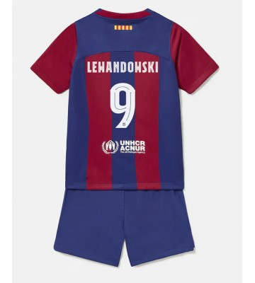 Barcelona Robert Lewandowski #9 Hemmakläder Barn 2023-24 Kortärmad (+ Korta byxor)